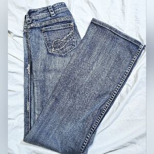 Cowgirl Tuff Sparkle 2 Bling Silver Sequin Jeans Bootcut 26x35